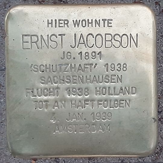 Stolperstein dedicated to Ernst Jacobson