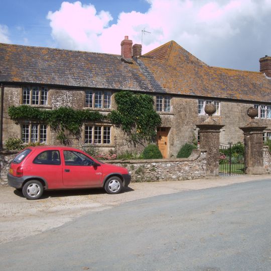 Manor Farmhouse and Attached Front Wall and Gate Piers