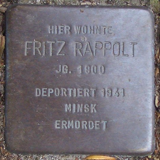 Stolperstein dedicated to Fritz Rappolt