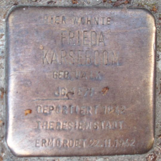 Stolperstein dedicated to Frieda Karseboom