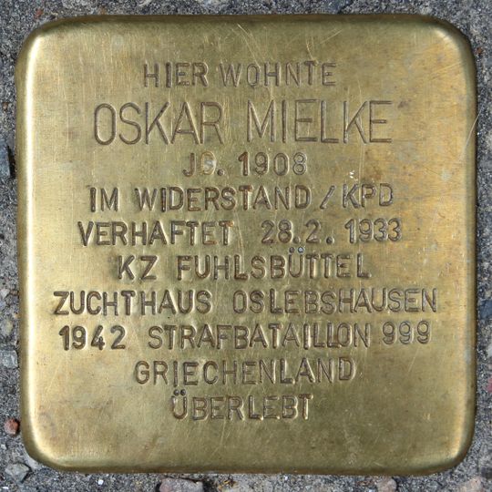 Stolperstein en memoria de Oskar Mielke