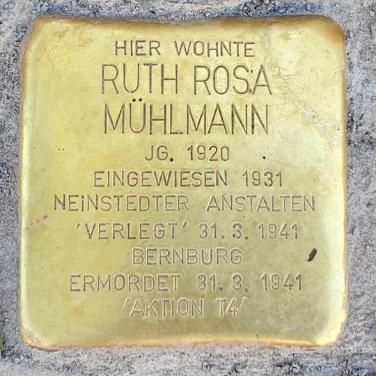 Stolperstein à la mémoire de Ruth Rosa Mühlmann