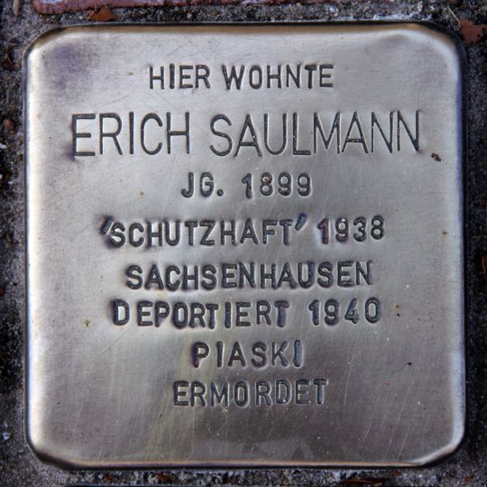 Stolperstein dedicated to Erich Saulmann