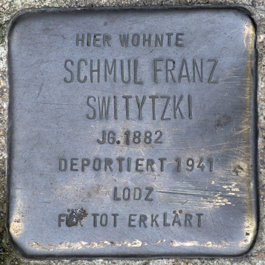 Stolperstein en memoria de Schmul Franz Switytzki