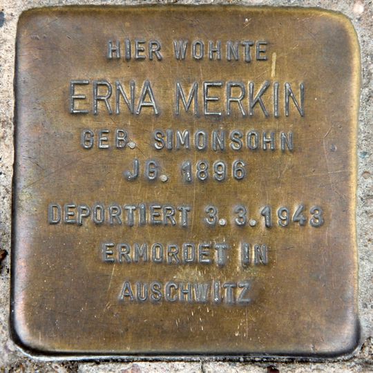 Stolperstein dedicated to Erna Merkin