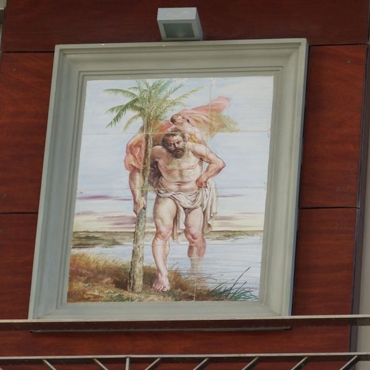 Ceramic panel of Saint Christopher at Llibertat square, Cullera