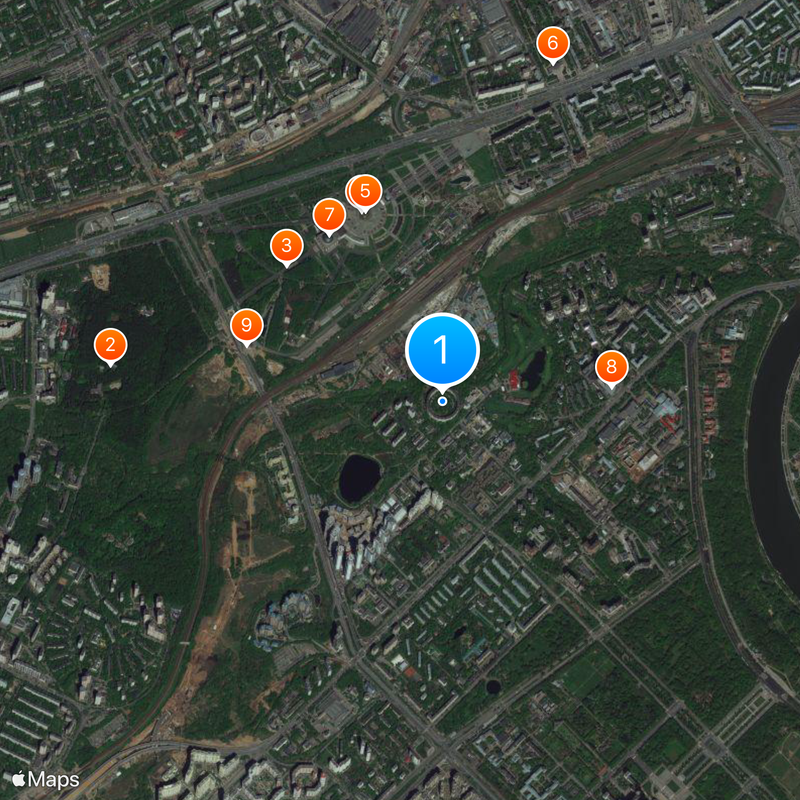 Round apartment buildings in Moscow Map