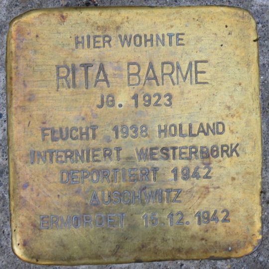 Stolperstein dedicated to Rita Barme