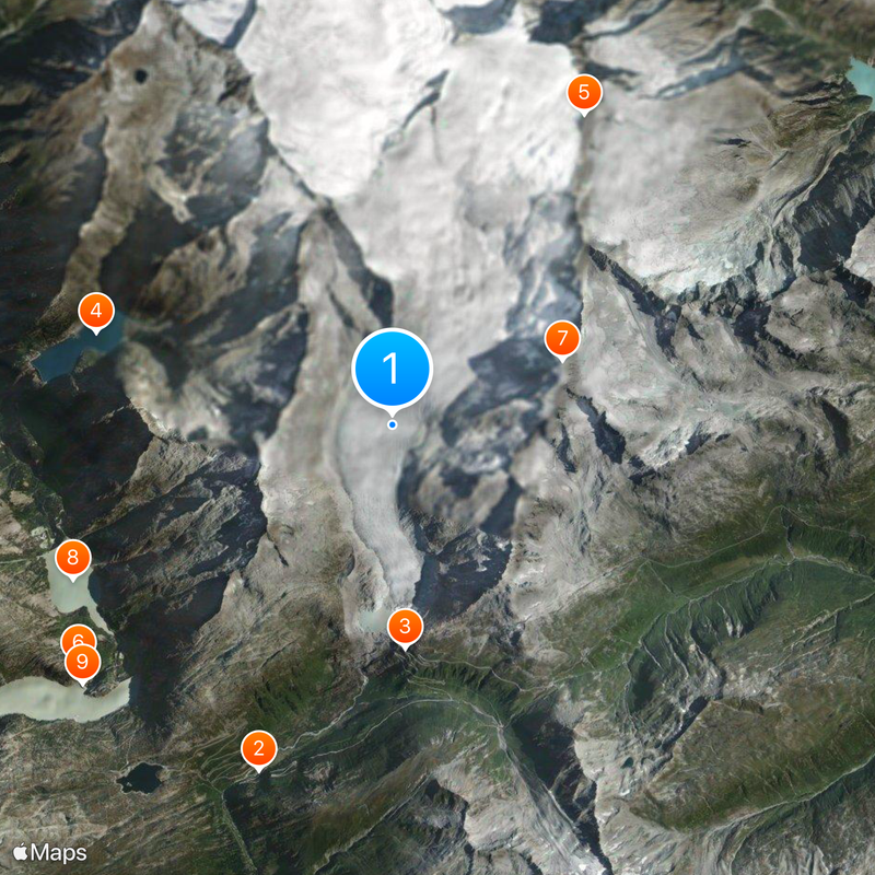 Rhone Glacier Map