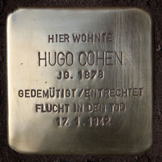 Stolperstein dedicated to Hugo Cohen