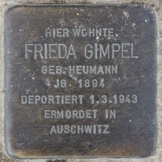 Stolperstein dedicated to Frieda Gimpel