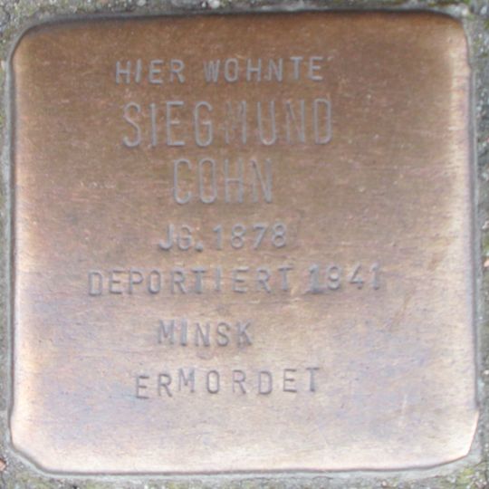 Stolperstein dedicated to Siegmund Cohn