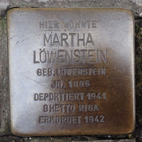 Stolperstein dedicated to Martha Löwenstein