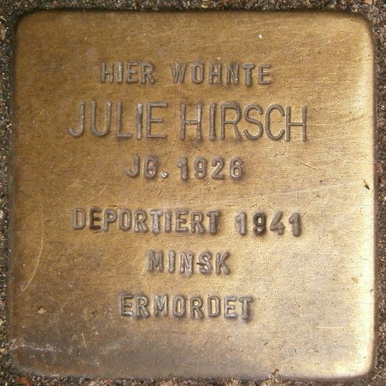 Stolperstein dedicated to Julie Hirsch