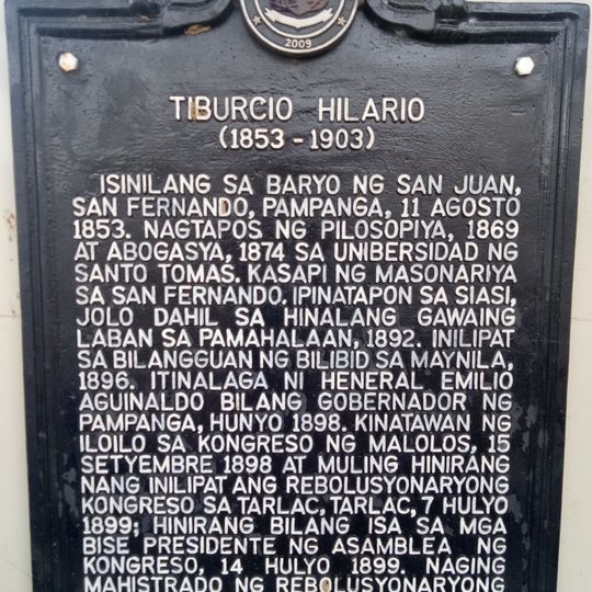 Tiburcio Hilario historical marker