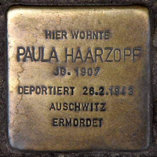 Stolperstein dedicated to Paula Haarzopf