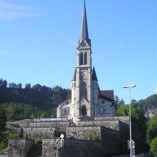 Sacred Heart parish church with terraced cemetery
