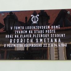 Pamětní deska Bedřicha Smetany na Malém náměstí v Rokycanech