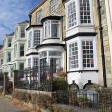 Number 10 And Attached Steps And Forecourt Walls And Rear Boundary Wall On Right