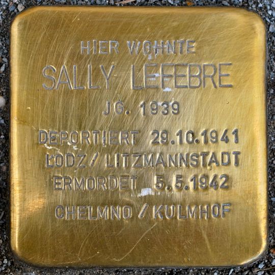 Stolperstein dedicated to Sally Lefebre