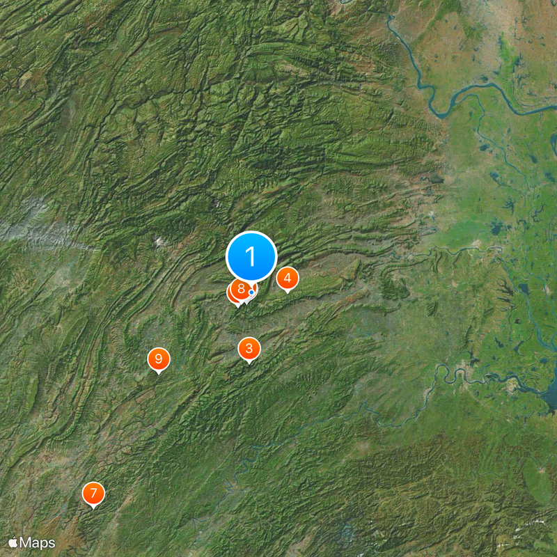 Tianzi Mountain Mapa