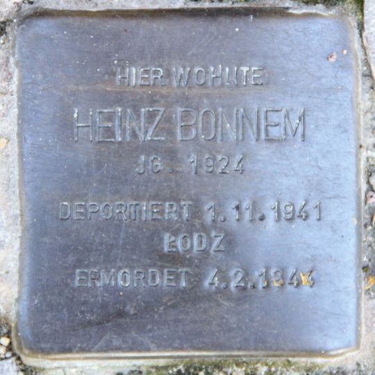 Stolperstein dedicated to Heinz Bonnem