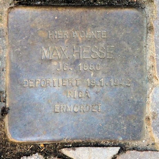 Stolperstein dedicated to Max Hesse