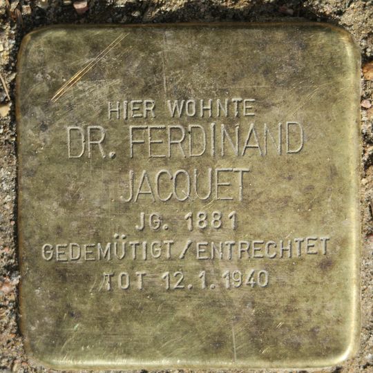 Stolperstein dedicated to Ferdinand Jacquet