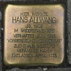Stolperstein en memoria de Hans Allwang