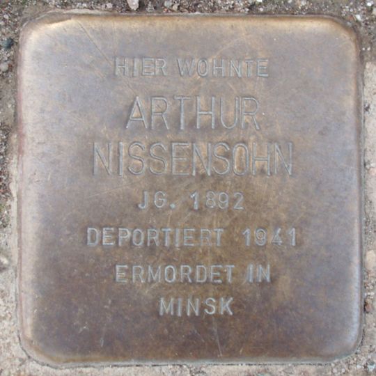 Stolperstein dedicated to Arthur Nissensohn