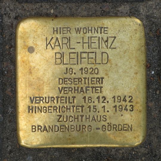 Stolperstein à la mémoire de Karl-Heinz Bleifeld