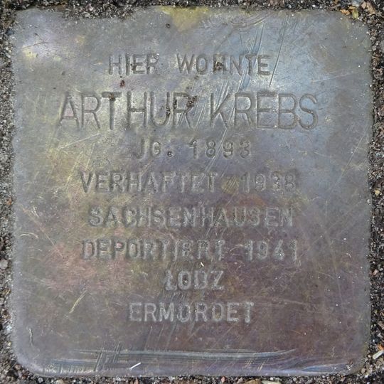 Stolperstein dedicated to Arthur Krebs