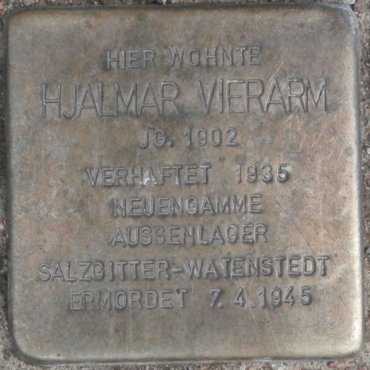 Stolperstein en memoria de Hjalmar Vierarm