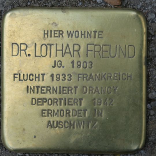 Stolperstein à la mémoire de Lothar Freund