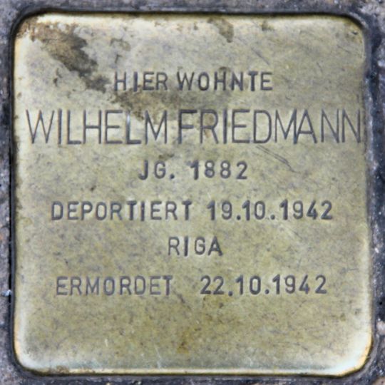 Stolperstein à la mémoire de Wilhelm Friedmann