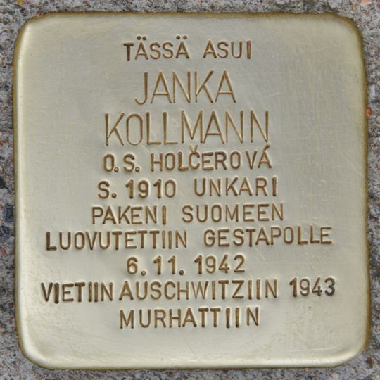 Stolperstein à la mémoire de Janka Kollmann
