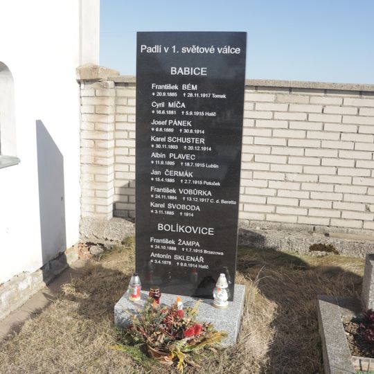 Památník obětem 1. sv. války v Babicích