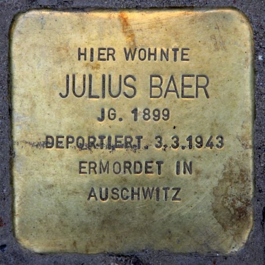 Stolperstein dedicated to Julius Baer
