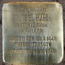 Stolperstein dedicated to Elise Hahn