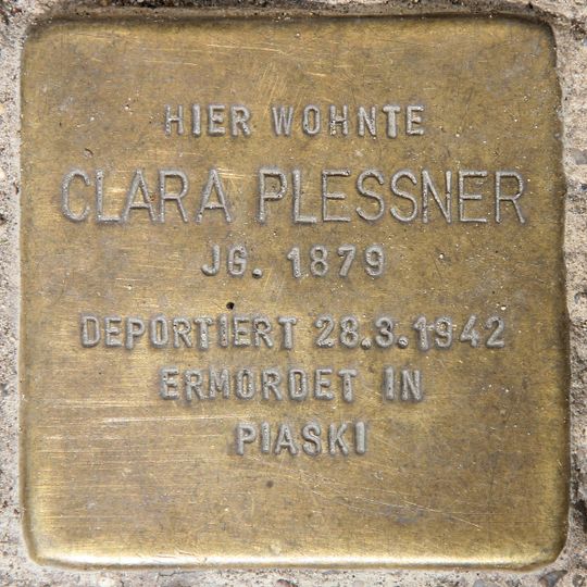 Stolperstein dedicated to Clara Plessner