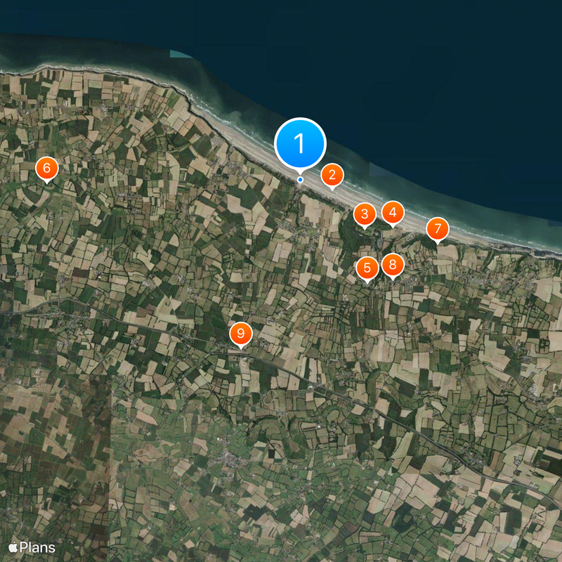 Plages du débarquement allié en Normandie Karte