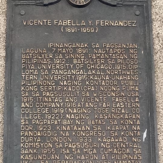 Vicente Fabella y Fernandez historical marker