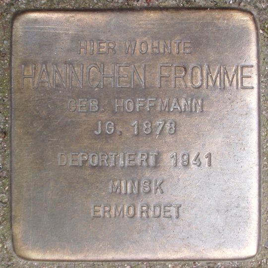 Stolperstein dedicated to Hannchen Fromme