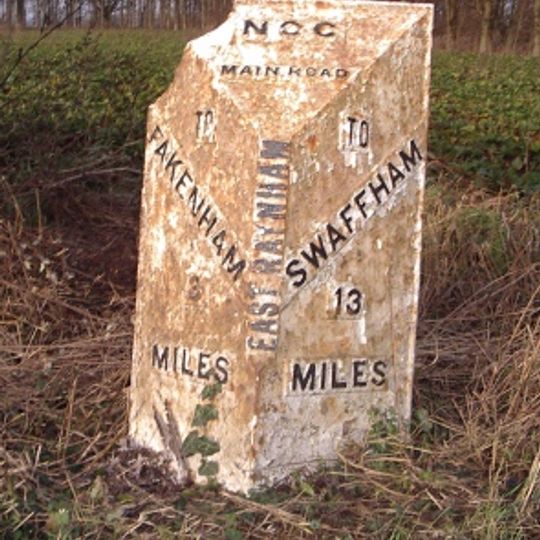 Milepost, S of track to Raynham Park, S.Raynham