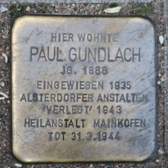 Stolperstein dedicated to Paul Gundlach