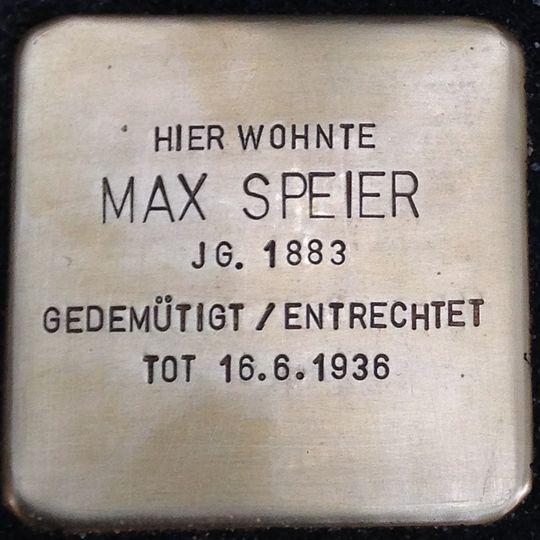 Stolperstein dedicated to Max Speier