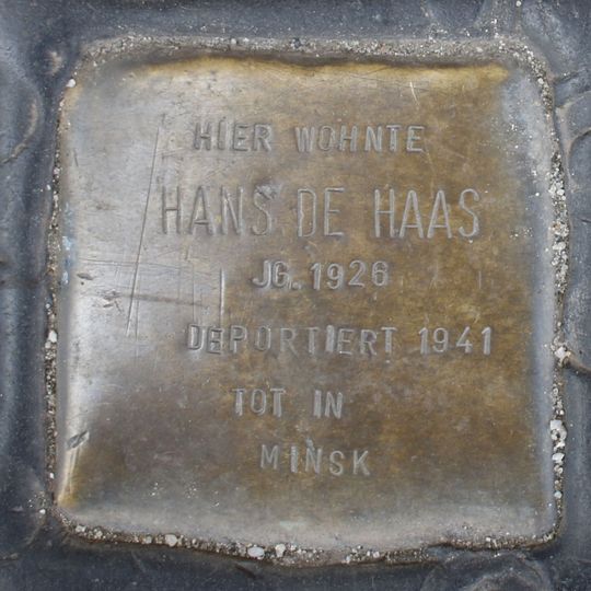 Stolperstein dedicated to Hans de Haas