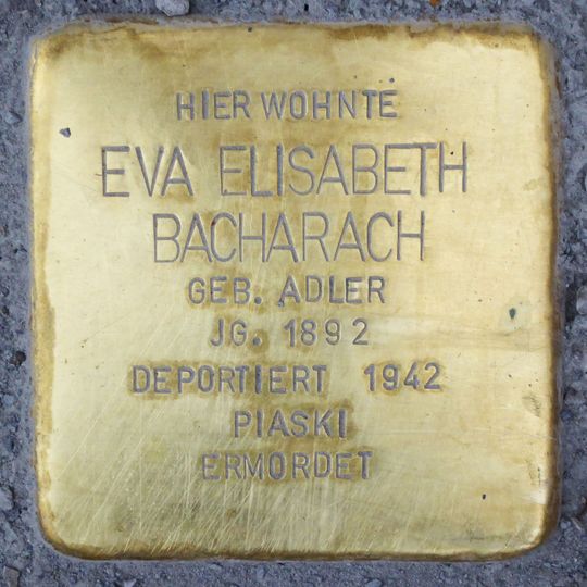 Stolperstein dedicated to Eva Elisabeth Bacharach née Adler