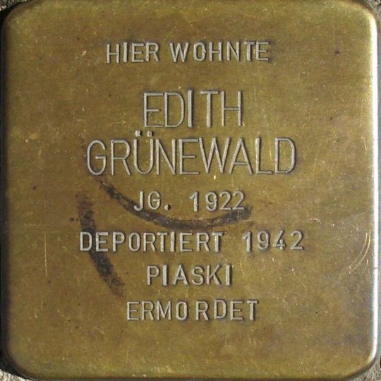 Stolperstein dedicated to Edith Grünewald