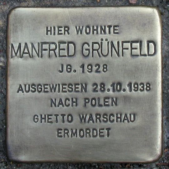 Stolperstein à la mémoire de Manfred Grünfeld